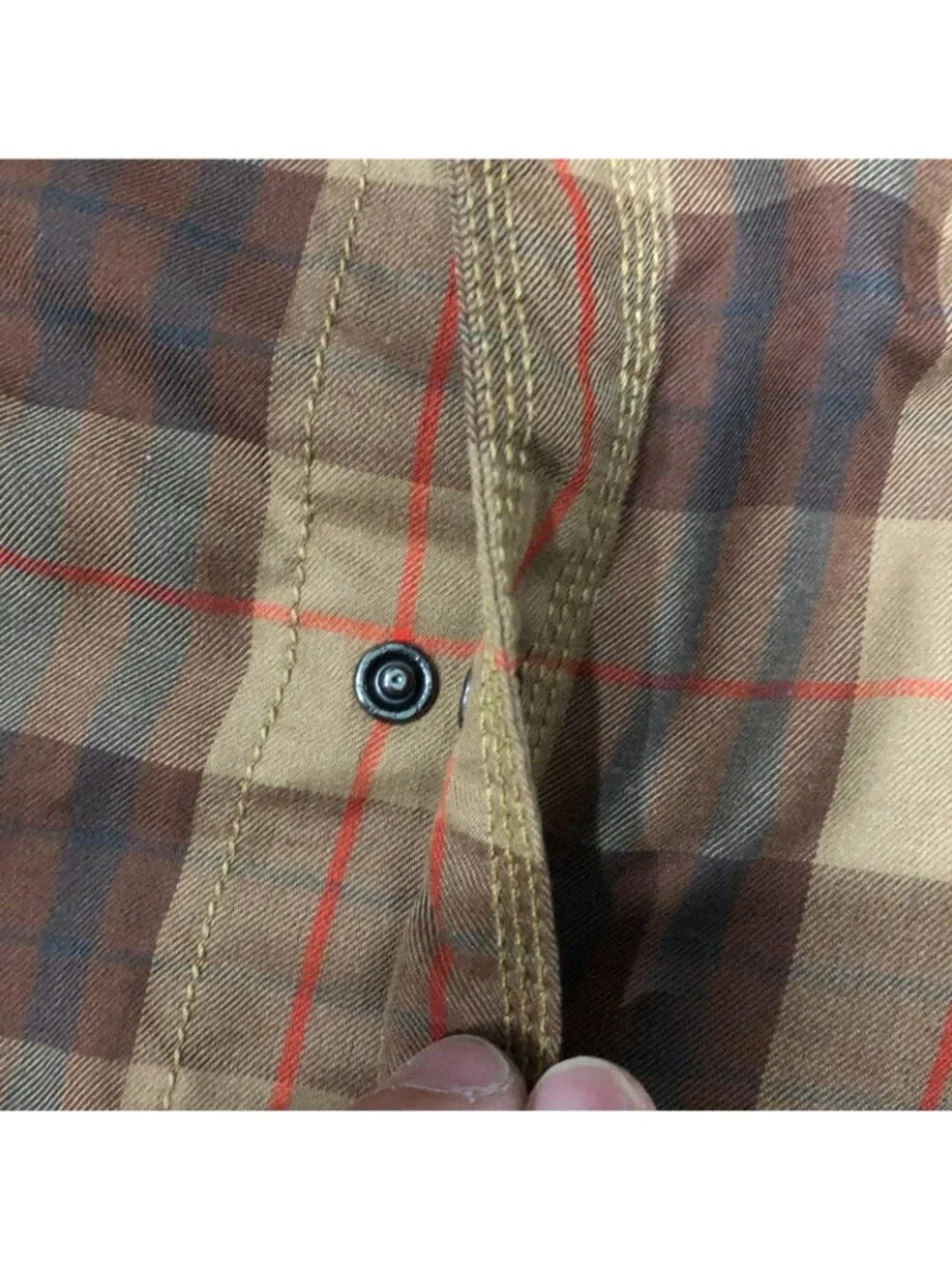 THE NORTH FACE - Snap Front Brown Red Plaid Long Sleeve Shirt Mens Sz XL